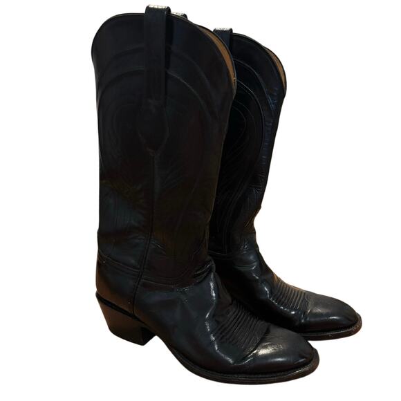 Lucchese Leather Embroidered Western Cowboy Boots Black Size 9 D70457 Men main image 7